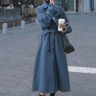 Tie Waist Midi Single-breasted Coat