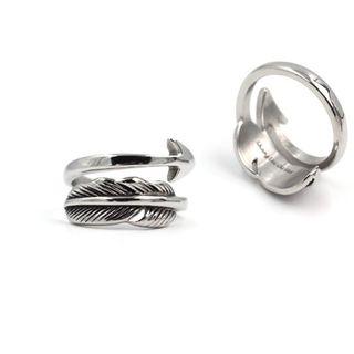 Stainless Steel Feather Open Ring