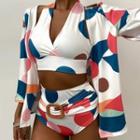 Set: Dotted Halter Top + Pants + Open Front Jacket