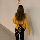 Cut-out V-neck Rib Knit Sweater