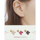 10k Rhinestone-flower Stud Earrings