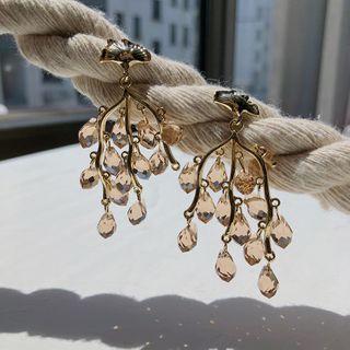 Faux Crystal Branches Fringed Earring