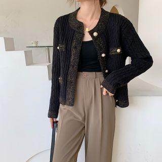 Ribbed Button Knit Jacket