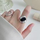 925 Sterling Silver Epoxy Open Ring White Gold - Size No. 14
