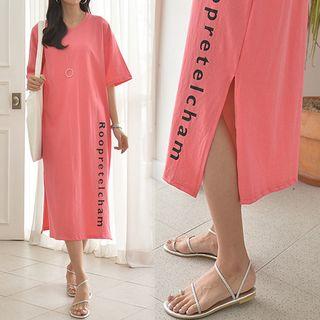Roundneck Printed Long T-shirt Dress
