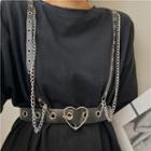 Chain Heart Buckle Harness Belt Black - One Size