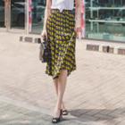 Patterned Band-waist A-line Midi Skirt