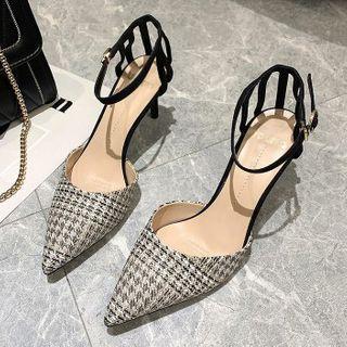 Patterned High Heel Strappy Sandals