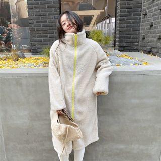 High-neck Fleece Long Jacket