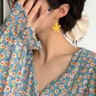 Flower Dangle Earring 1 Pair - Non Matching - Yellow - One Size