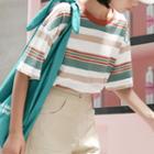 Short-sleeve Striped T-shirt Stripe - Multicolor - One Size