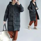 Plaid Hooded Padded Coat As Shown In Figure - One Size