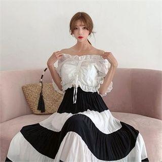 Off-shoulder Eyelet Lace Blouse Ivory - One Size