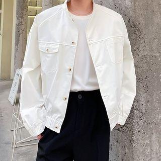 Stand Collar Button-up Cropped Jacket