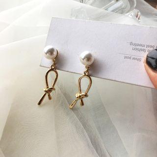 Faux Pearl Knot Drop Earring