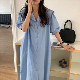 Plain Oversize Button-up Shirtdress