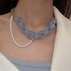 Chain Necklace 4206 - Blue & White - One Size