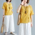Short-sleeve Chinese Frog Buttoned Blouse