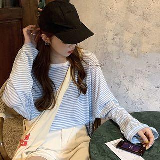 Striped Long-sleeve T-shirt Stripe - Blue - One Size