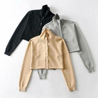 Stand Collar Cropped Cardigan