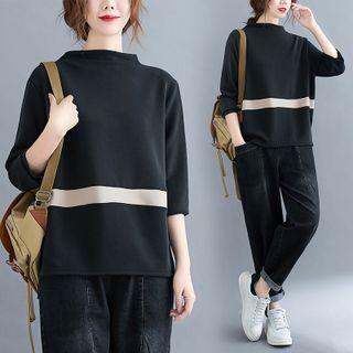 3/4-sleeve Mock-neck Sweatshirt
