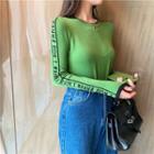 Round-neck Printed Letter Knit Top