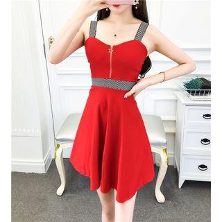 Wide-strap A-line Minidress