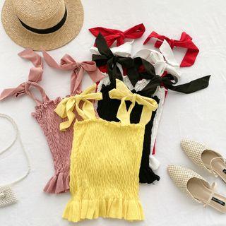 Lace-up Shirred Camisole