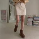 Zip-fly Cotton Mini A-line Skirt