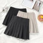 Plain High-waist Acrylic Pleated Skirt