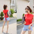Sleeveless Slit-back Tie-hem Top