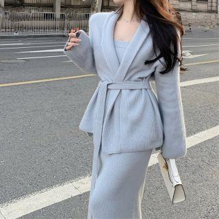 Sashed Cardigan / Tube Top / Fitted Skirt