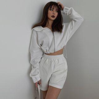 Drawstring-hem Hooded Crop Jacket In 6 Colors