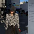 Houndstooth Single-breasted Cropped Jacket