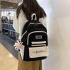 Two-tone Lettering Nylon Backpack / Bag Charm / Set