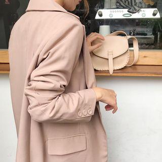 Single-breasted Blazer Dark Beige - One Size