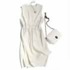 Sleeveless Knit Midi Dress Milky White - One Size