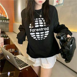 Mock Two Piece Cutout Letter Print Sweatshirt