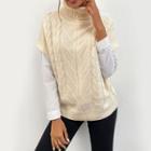 Turtle Neck Sleeveless Cable-knit Vest