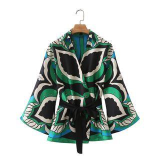 Print Tie-strap Blouse