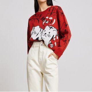 Tiger Print Loose Fit Sweater