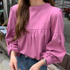 Ribbon Balloon-sleeve Blouse As Shown In Figure - One Size