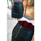 Zip-back Faux-leather Mini Skirt