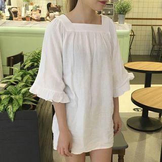 Square Neck Bell-sleeve Top