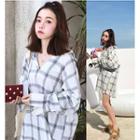 Lace-up Back Plaid Shirt Dress