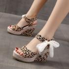 Platform Wedge Heel Leopard Print Sandals