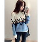 Color-block Textured Knit Top