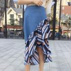 Frilled Panel Midi Skirt