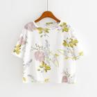 Floral Print Short-sleeve Cropped T-shirt