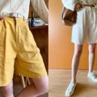 Pleated Ramie Blend Shorts